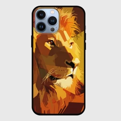 Чехол для iPhone 13 Pro Max Лев - поп арт лоу-поли голова
