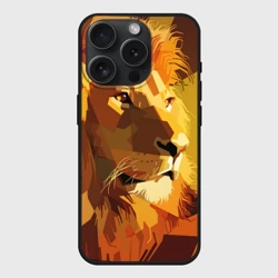 Чехол силиконовый для Apple iPhone 15 Pro матовый Лев - поп арт лоу-поли голова