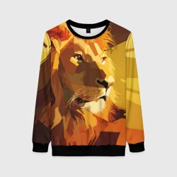 Женский свитшот 3D Лев - поп арт лоу-поли голова