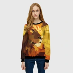 Женский свитшот 3D Лев - поп арт лоу-поли голова - фото 2