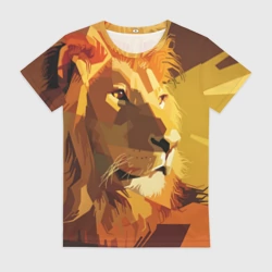 Женская футболка 3D Лев - поп арт лоу-поли голова