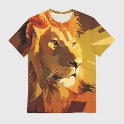 Мужская футболка 3D Лев - поп арт лоу-поли голова
