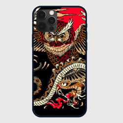 Чехол для iPhone 12 Pro Max Сова и змея - японский стиль