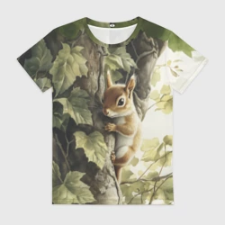 Женская футболка 3D Лесная белка