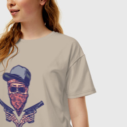 Женская футболка хлопок Oversize Gangsta skull - фото 2