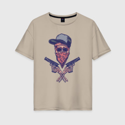 Женская футболка хлопок Oversize Gangsta skull