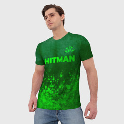 Мужская футболка 3D Hitman - green gradient посередине - фото 2