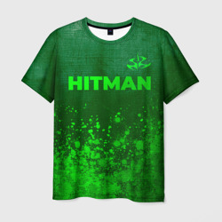 Мужская футболка 3D Hitman - green gradient посередине