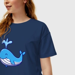 Женская футболка хлопок Oversize Милый кит - фото 2