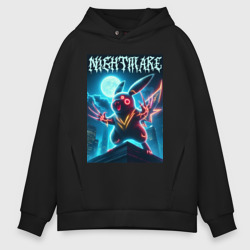 Мужское худи Oversize хлопок Nightmare - terrible Pikachu neon glow