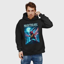 Мужское худи Oversize хлопок Nightmare - terrible Pikachu neon glow - фото 2