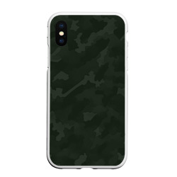Чехол для iPhone XS Max матовый  Камуфляж тёмный 