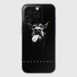 Чехол для iPhone 16 Pro Max силиконовый с защитой камеры Dobermann head