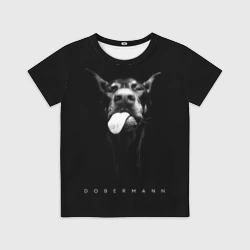 Детская футболка 3D Dobermann head