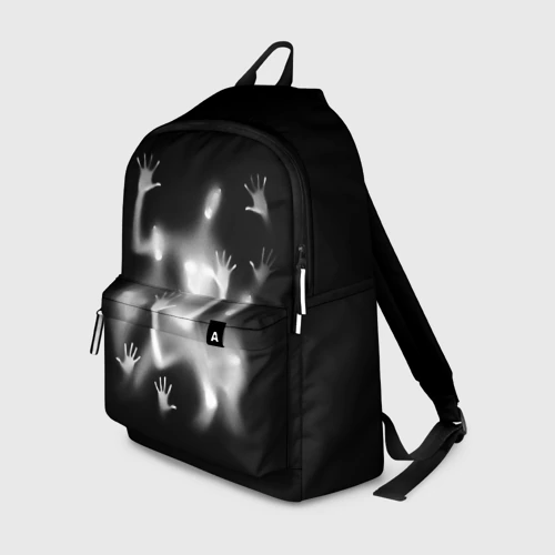 Рюкзак 3D с принтом Белые призрачные силуэты Y2K, вид спереди #2