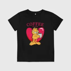 Детская футболка хлопок Coffee is love Гарфилд