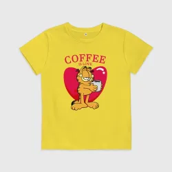 Детская футболка хлопок Coffee is love Гарфилд