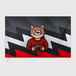 Флаг 3D Злой кот киберспортсмен 