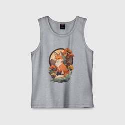 Детская майка хлопок Лиса в японском стиле на фоне гор