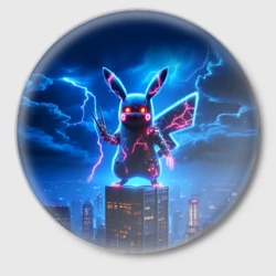 Значок Пикачу в роли Годзиллы - неоновое свечение