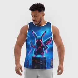 Мужская спортивная майка 3D Пикачу в роли Годзиллы - неоновое свечение - фото 2