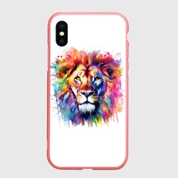 Чехол для iPhone XS Max матовый Лев портрет акварельный