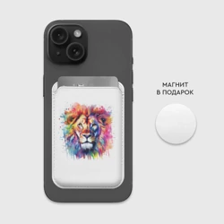 Картхолдер Magsafe магнитный Лев портрет акварельный - фото 2