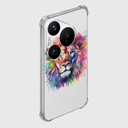 Чехол для Huawei Pura 70 Pro Лев портрет акварельный - фото 2