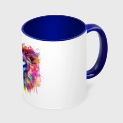 Кружка с полной запечаткой Лев портрет акварельный