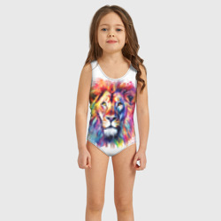 Детский купальник 3D Лев портрет акварельный