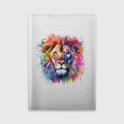 Обложка для автодокументов Лев портрет акварельный