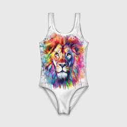 Детский купальник 3D Лев портрет акварельный - фото 2
