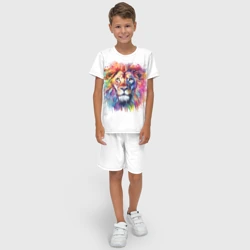 Детский костюм с шортами 3D Лев портрет акварельный - фото 2