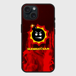 Чехол силиконовый для Apple iPhone 15 матовый Serious Sam fire
