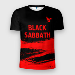 Мужская футболка 3D Slim Black Sabbath - red gradient посередине