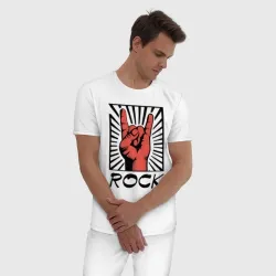 Мужская пижама хлопок Rock - жест коза - фото 2