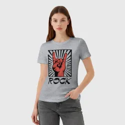 Женская футболка хлопок Rock - жест коза - фото 2
