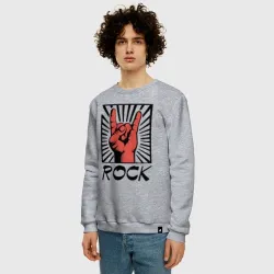 Мужской свитшот хлопок Rock - жест коза - фото 2