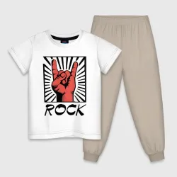 Детская пижама с белой футболкой Rock - жест коза