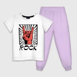 Детская пижама с белой футболкой Rock - жест коза