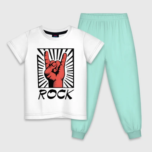 Детская пижама с белой футболкой Rock - жест коза