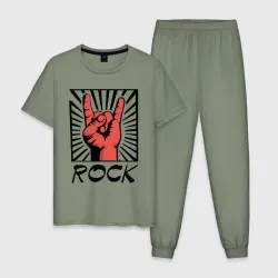 Мужская пижама хлопок Rock - жест коза