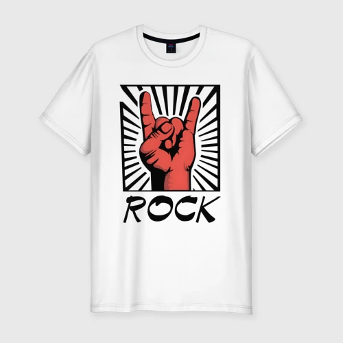 Мужская футболка хлопок Slim Rock - жест коза