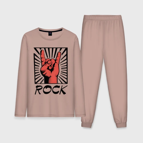 Мужская пижама с лонгсливом хлопок Rock - жест коза