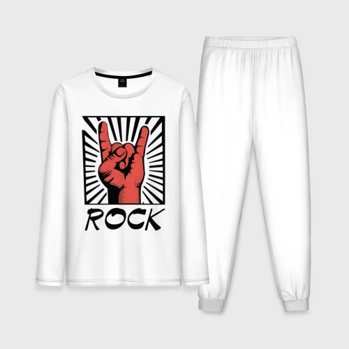 Мужская пижама с лонгсливом хлопок Rock - жест коза