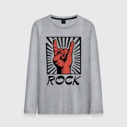 Мужской лонгслив хлопок Rock - жест коза