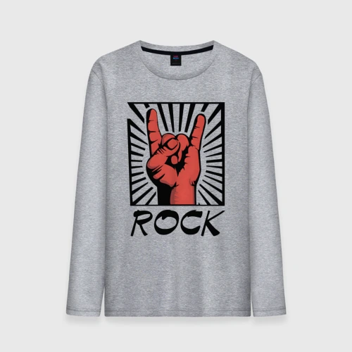 Мужской лонгслив хлопок Rock - жест коза