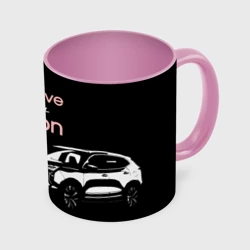 Кружка с полной запечаткой My love Haval Jolion чёрно-розовый