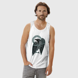 Мужская майка хлопок Кельтский ворон - скандинавский орнамент тату - фото 2