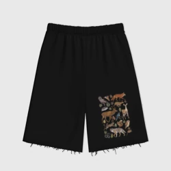 Женские шорты oversize футер хлопок Лесные животные и птицы